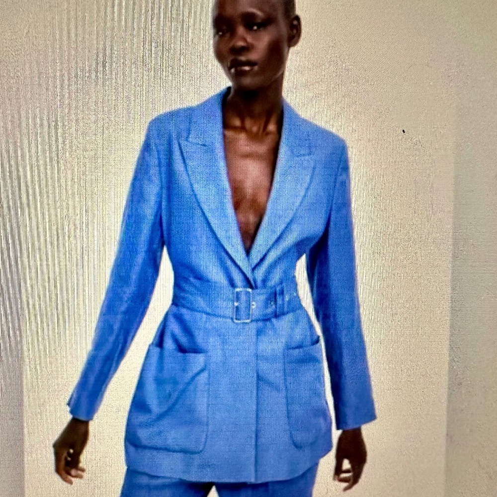 Zara Belted Linen Blazer.